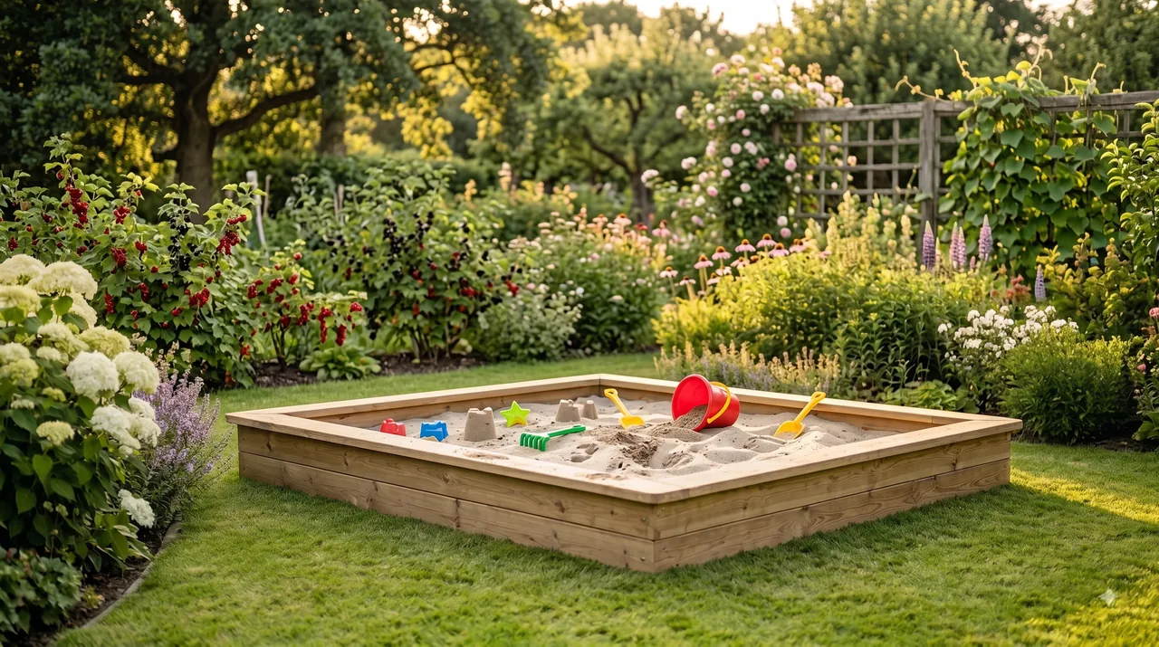 Sandkasten in einem privaten Garten
